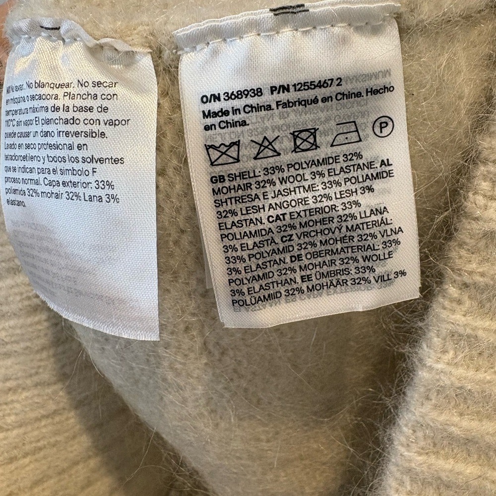 H&M Edition Mohair Blend Cardigan Beige XS 🤍🤍 - Picture 9 of 12